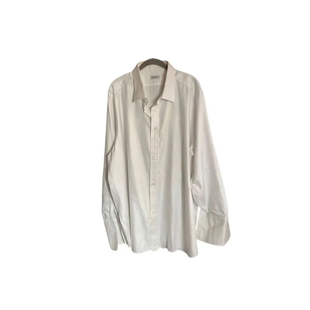 Ascot Chang by Thomas Mason, white long sleeve button down shirt 21 inch Neck